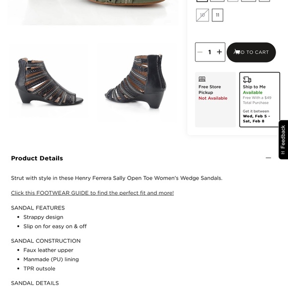 Henry Ferrera Open Toe Wedge Sandals - Size 9 - Picture 9 of 9